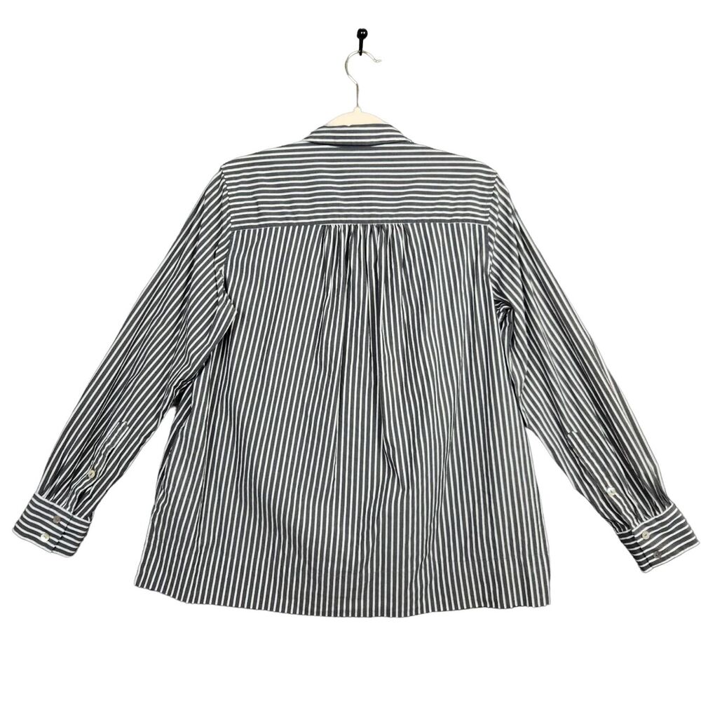 LOGO Lori Goldstein Gray Striped Long Sleeve Button Up Shirt Academia SIZE 6 - Picture 2 of 14